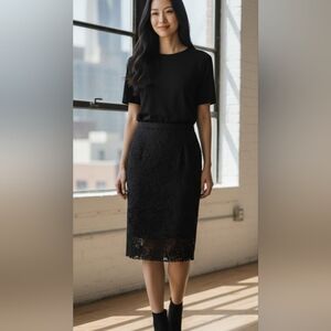 Womens Forever21 Black Lace Knee High Skirt Size: S